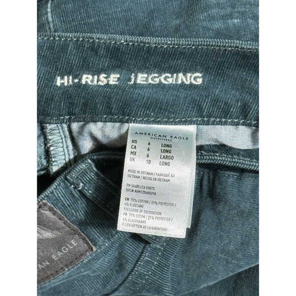 American Eagle Hi-Rise Jegging Women's 6 Long Super Stretch Dark Green - Picture 6 of 9